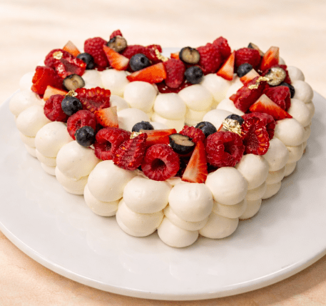Pavlova de frambuesa para San&nbsp;Valentín.